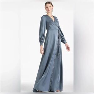 DORTHEA GOWN - Gunmetal 
Satin Sparkle A-Line Gown